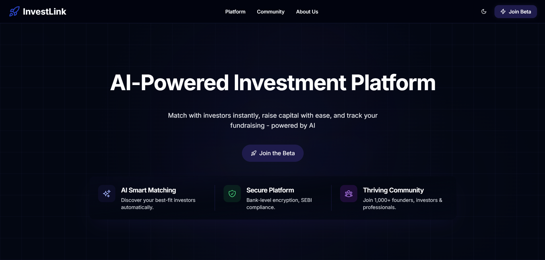 InvestLink platform screenshot